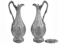 Pair of Victorian Silver  Claret Jugs   1866